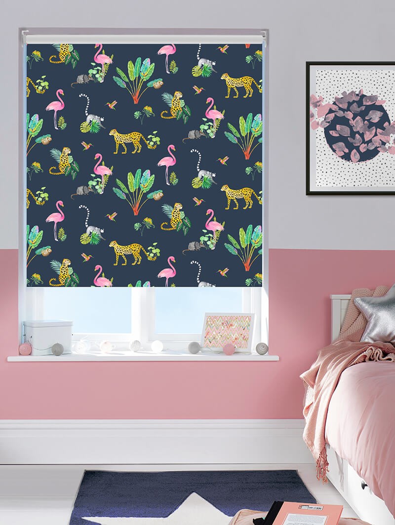 Safari Soiree Navy Childrens Roller Blind