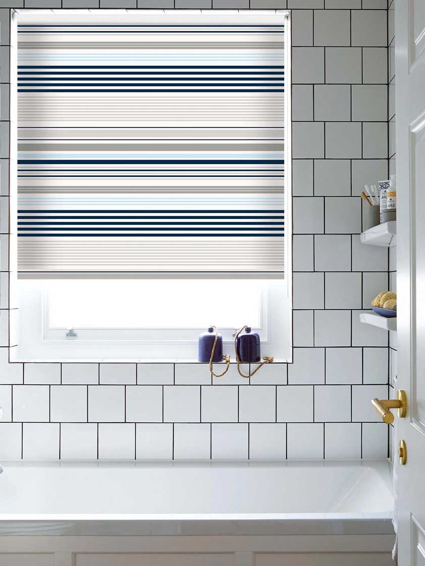 Sailor Stripe Marine Blue Roller Blind