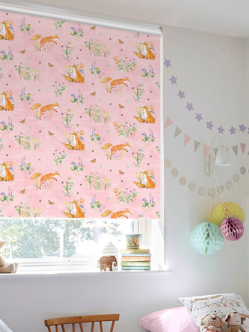 Spring Woodland Blush Childrens Roller Blind