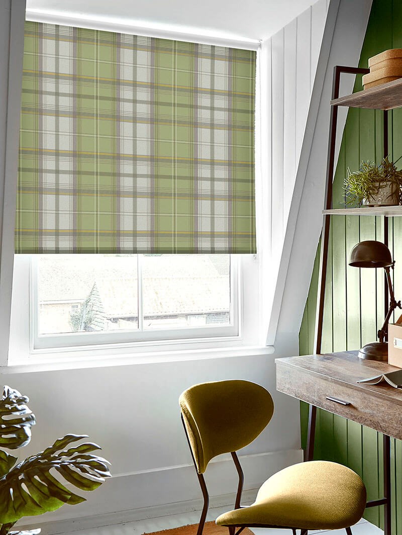 Tartan Sage Green Roller Blind