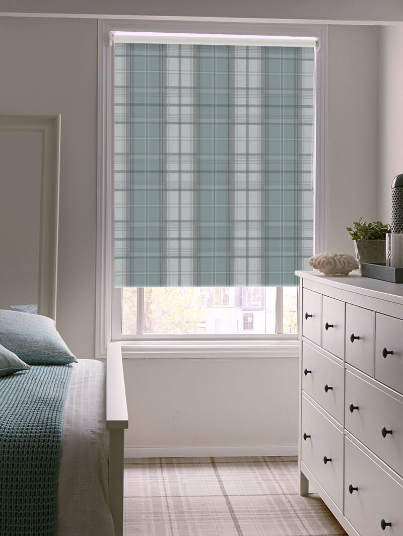 Tartan Soft Blue Roller Blind