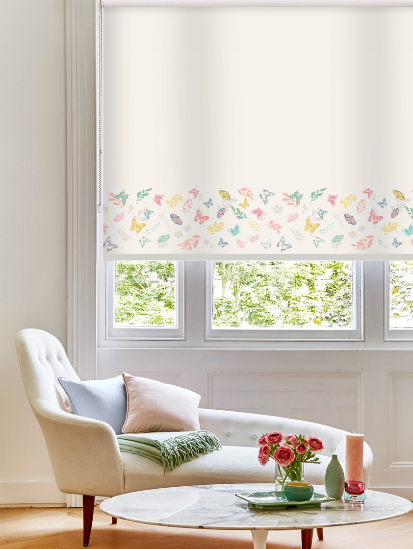 Butterfly Meadow Border Spring Roller Blind