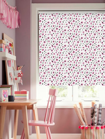 Leopard Print Blush Cordless Spring Loaded Roller Blind