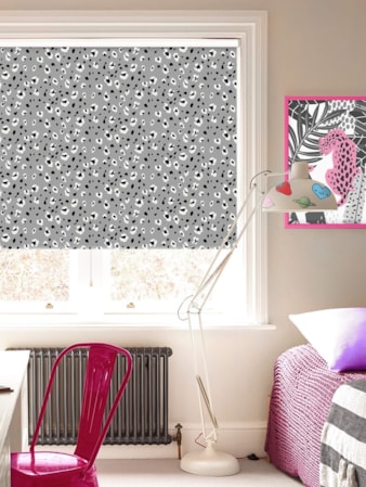 Leopard Print Slate Blackout Cordless Spring Loaded Roller Blind