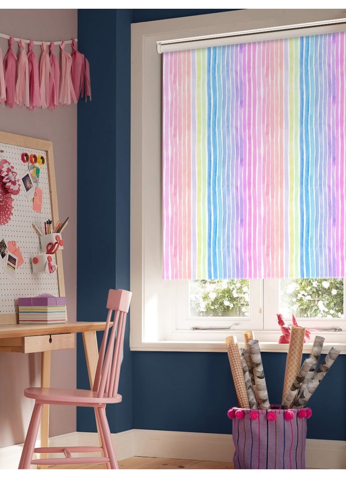 Rainbow Stripe Cordless Spring Loaded Roller Blind