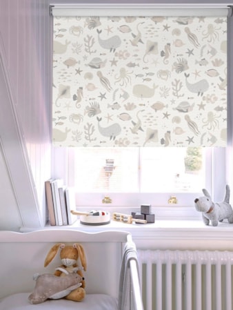 Under The Sea Natural Blackout Cordless Spring Loaded Roller Blind