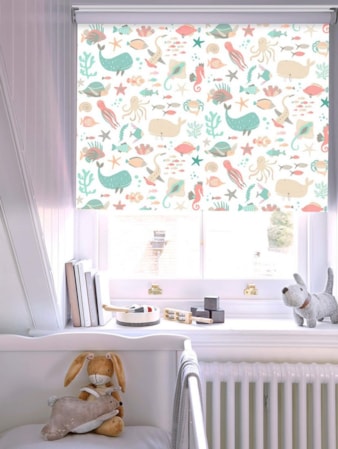 Under The Sea Pastel Blackout Cordless Spring Loaded Roller Blind