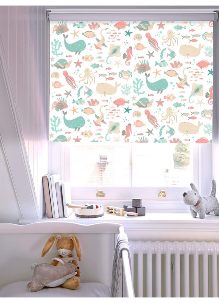 Under The Sea Pastel Cordless Spring Loaded Roller Blind