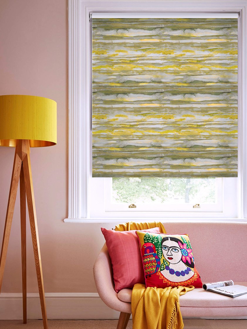 Aquarelle Stripe Mustard Roller Blind