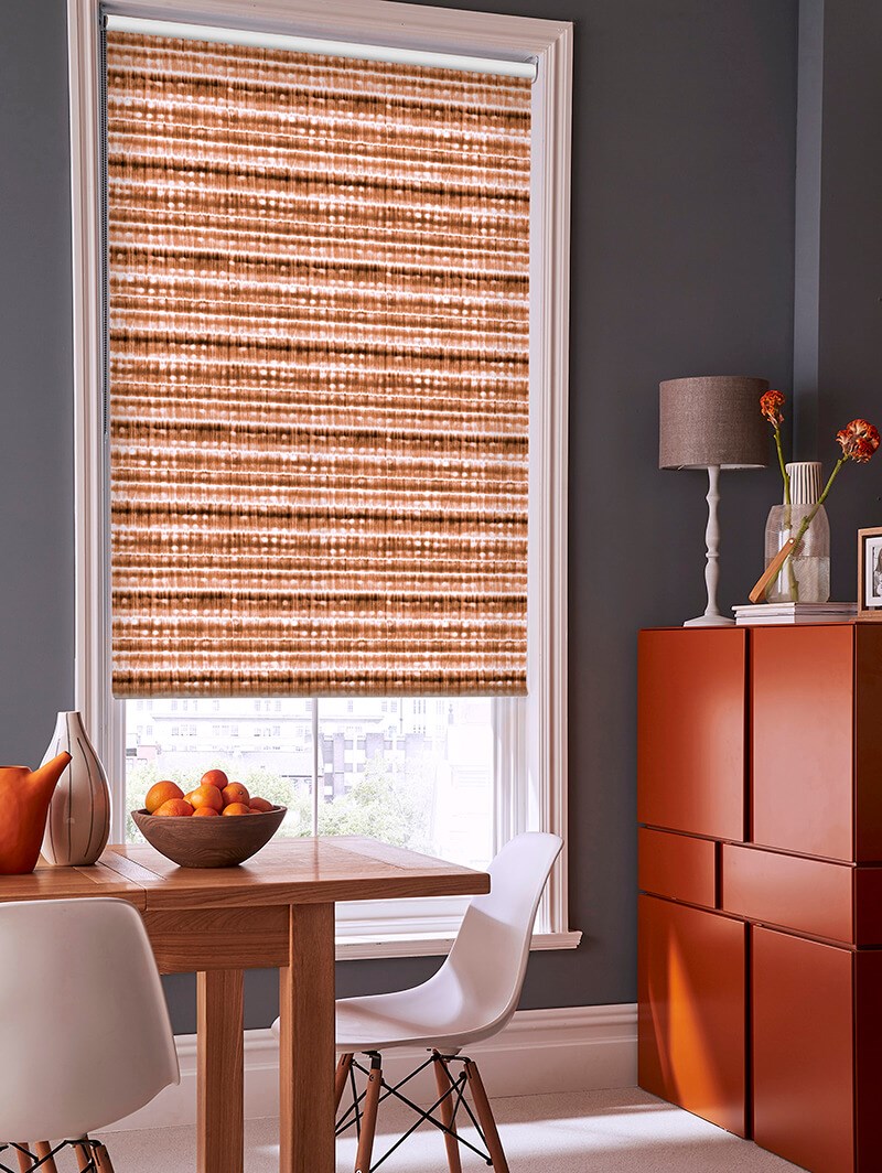 Shibori Stripe Tangerine Roller Blind