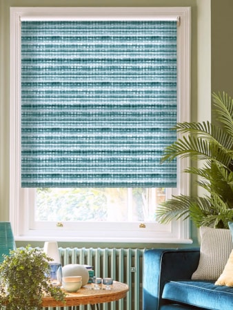 Shibori Stripe Teal Roller Blind