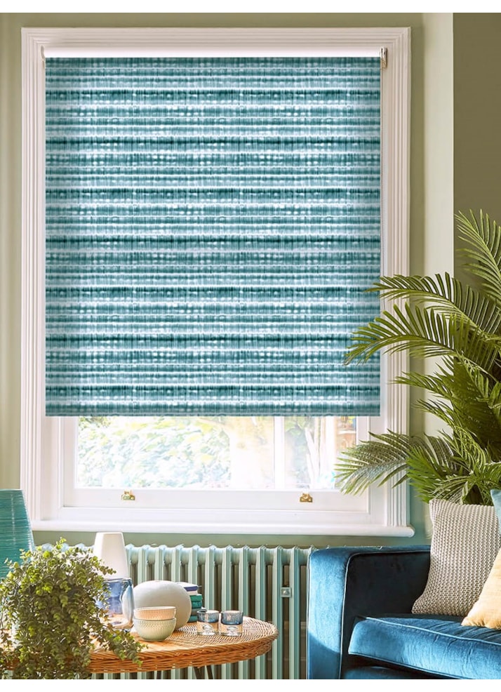 Shibori Stripe Teal Roller Blind