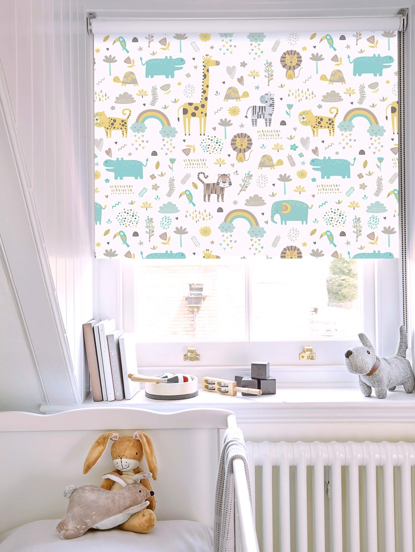 Happy Jungle Lemon Childrens Roller Blind