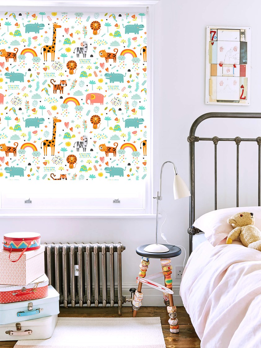 Happy Jungle Tangerine Childrens Roller Blind