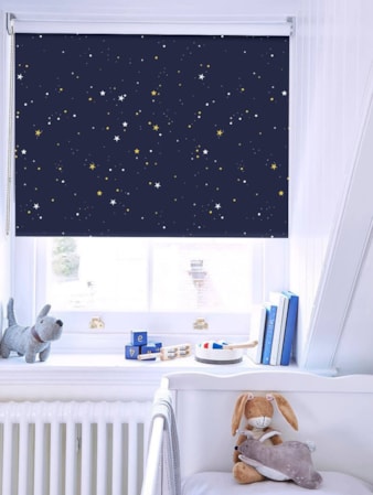 Starry Night Navy Blue Blackout Childrens Roller Blind