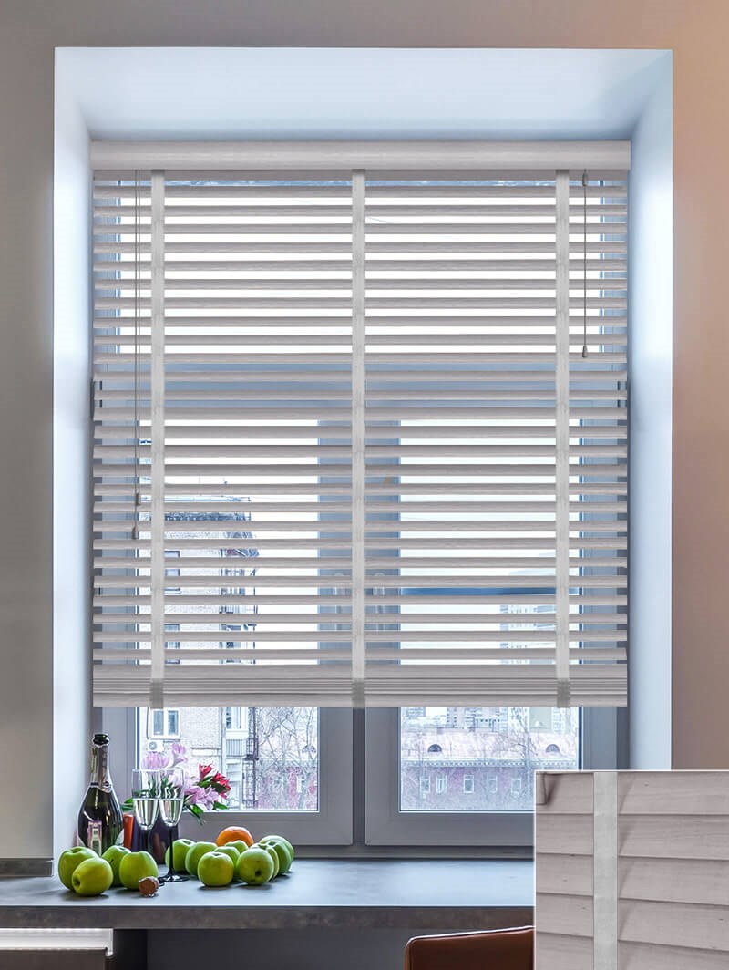 Mastiff Grey Wood Grain Faux Wood Venetian Blind With Tapes