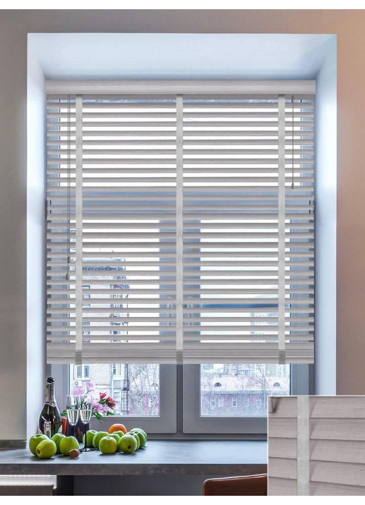 Mastiff Grey Wood Grain Faux Wood Venetian Blind With Tapes