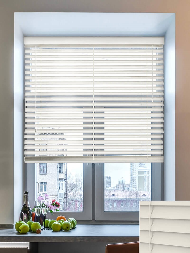 Off White Faux Wood Venetian Blind