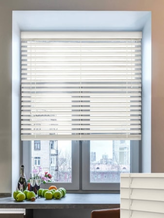 Off White Faux Wood Venetian Blind