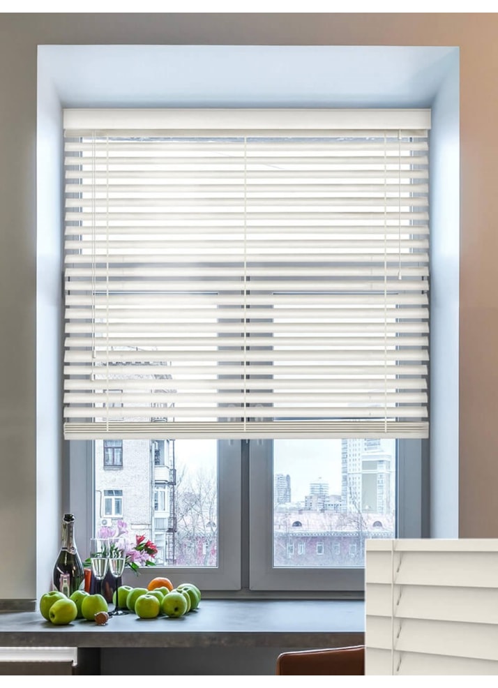 Off White Faux Wood Venetian Blind