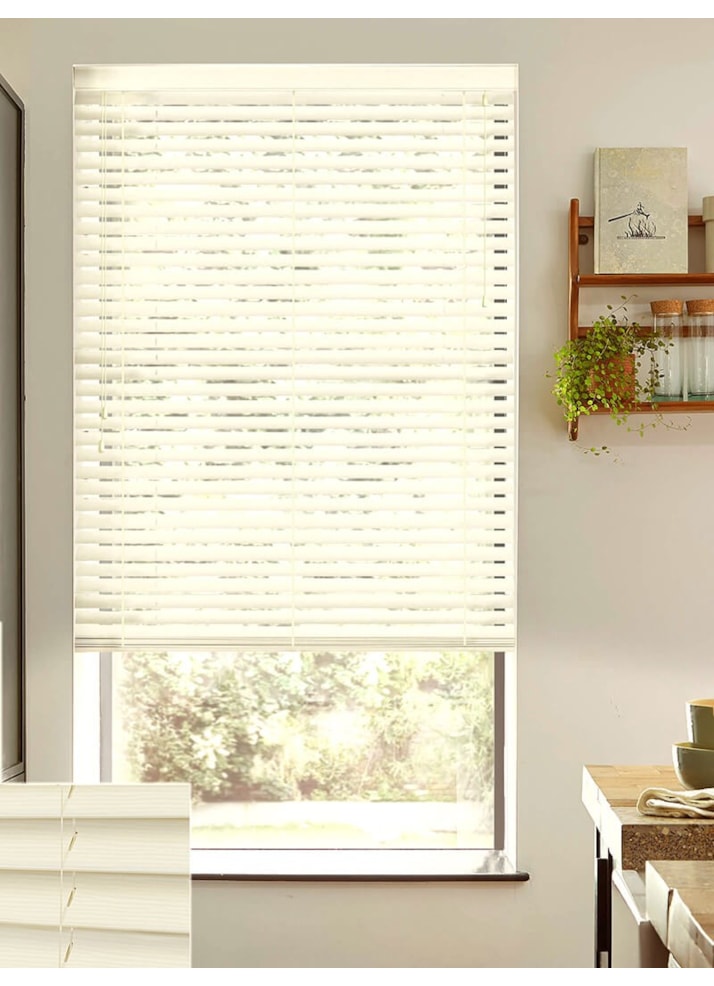 Soft Cream Wood Grain Faux Wood Venetian Blind