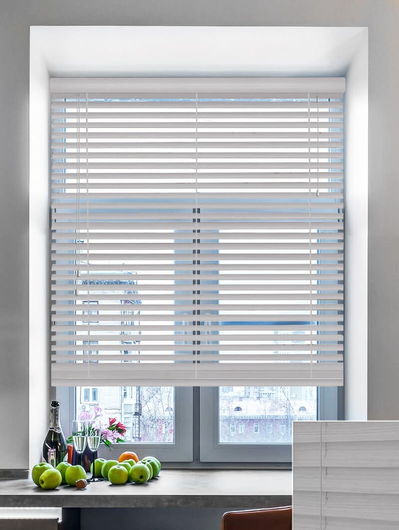 Soft Grey Wood Grain Faux Wood Venetian Blind