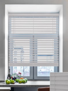 Soft Grey Wood Grain Faux Wood Venetian Blind