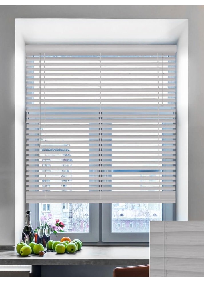 Soft Grey Wood Grain Faux Wood Venetian Blind