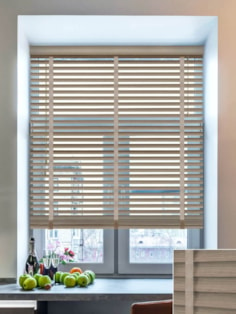 Warm Grey Wood Grain Faux Wood Venetian Blind With Tapes