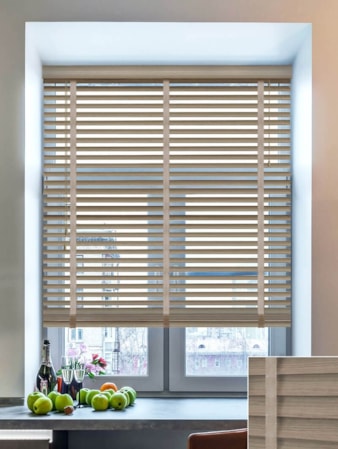 Warm Grey Wood Grain Faux Wood Venetian Blind With Tapes