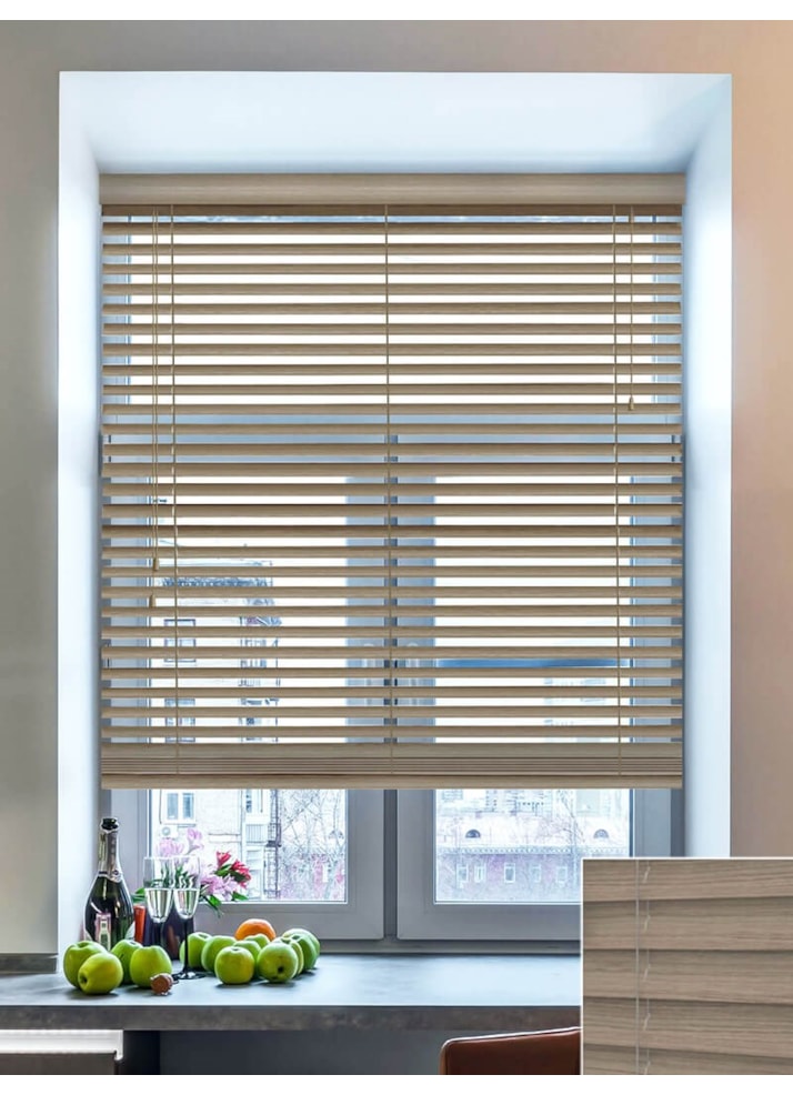 Warm Grey Wood Grain Faux Wood Venetian Blind