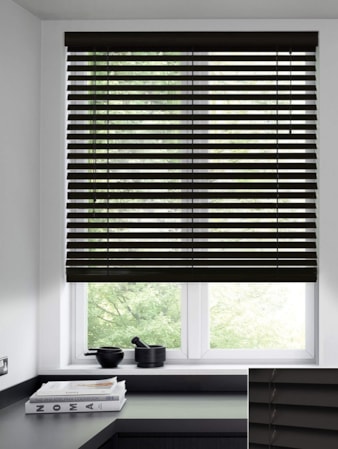 Caviar Black Real Wood Venetian Blind