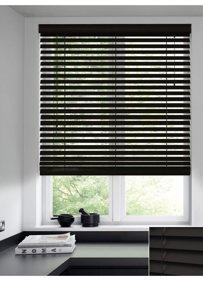 Caviar Black Real Wood Venetian Blind