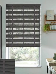 Anthracite Grey Real Wood Venetian Blind With Tapes