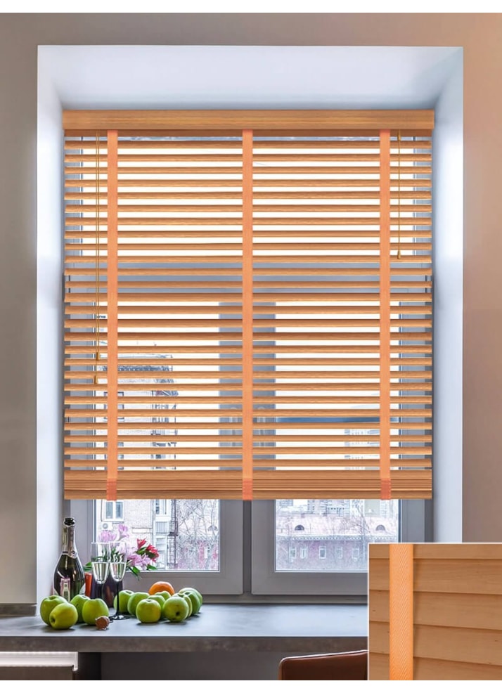 Toasted Oak Real Wood Venetian Blind With Tapes