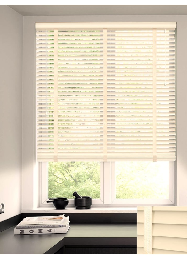 Warm White Real Wood Venetian Blind With Tapes