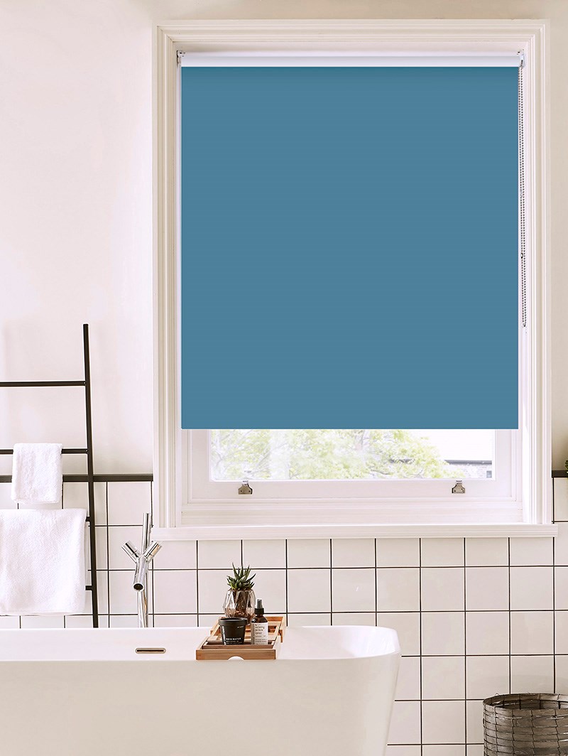 Flax Blue Bathroom Roller Blind