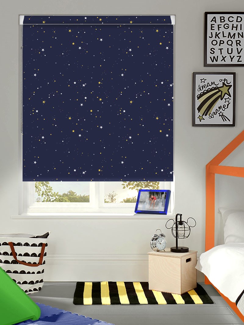 Starry Night Navy Blue Blackout Grip Fit Roller Blind