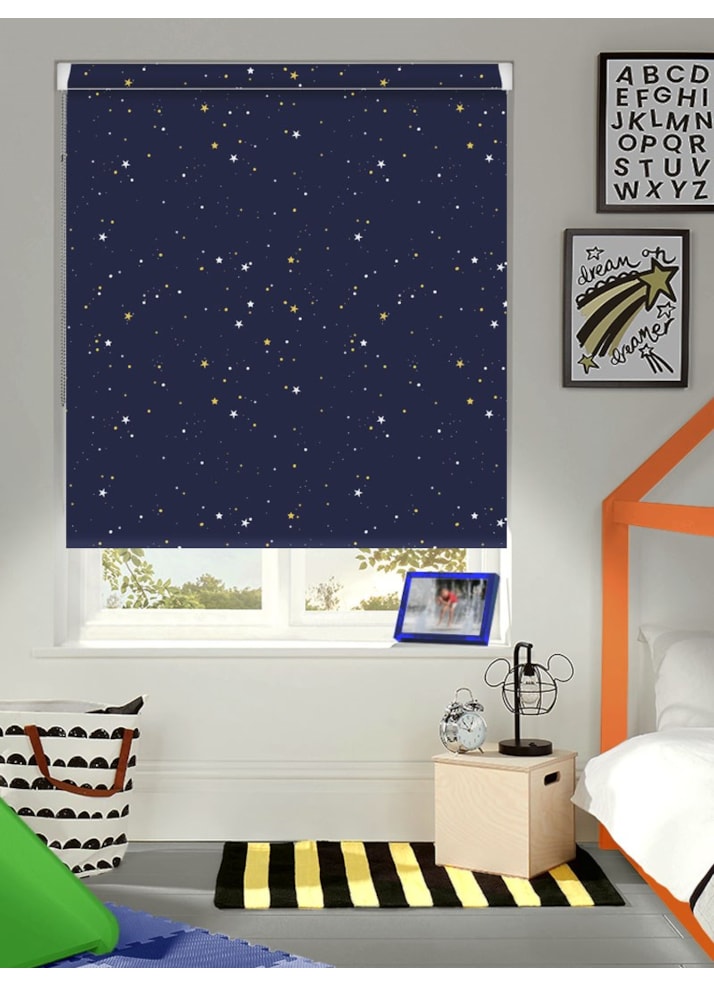 Starry Night Navy Blue Blackout Grip Fit Roller Blind