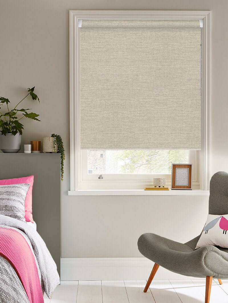 Grey Linen Blackout Grip Fit Roller Blind