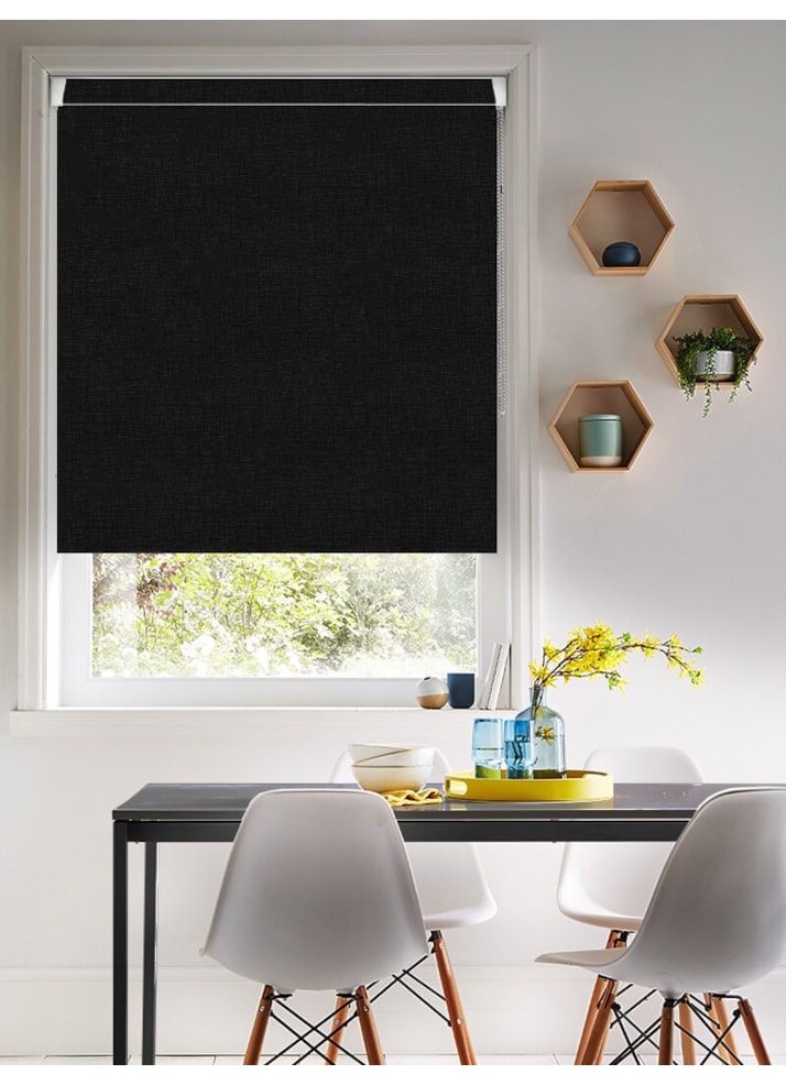 Linen Black Blackout Grip Fit Roller Blind