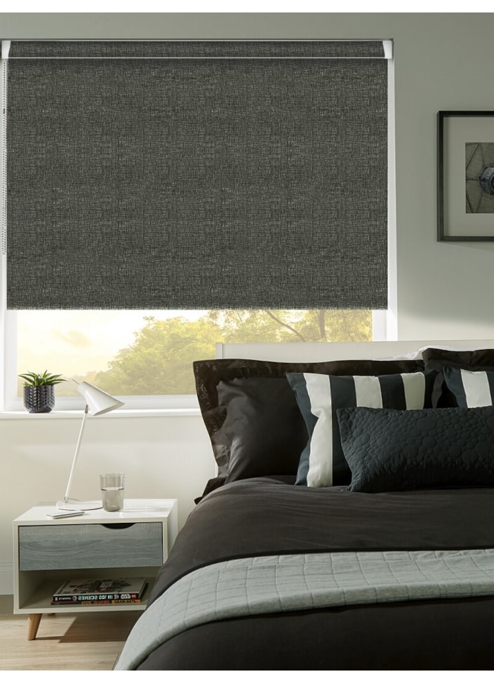 Linen Charcoal Blackout Grip Fit Roller Blind