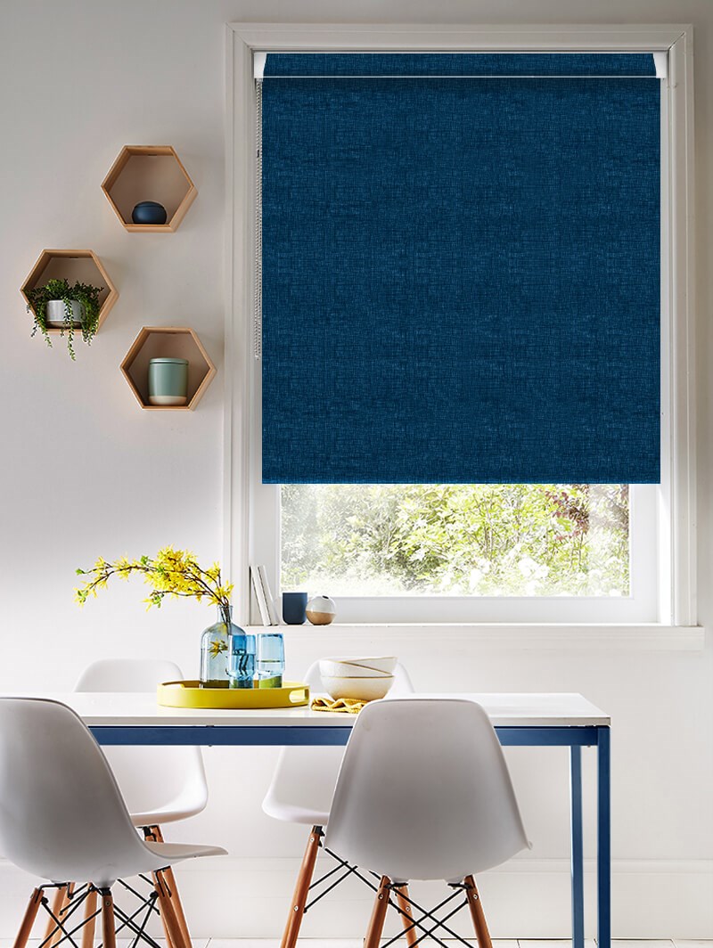 Linen Navy Blue Blackout Grip Fit Roller Blind