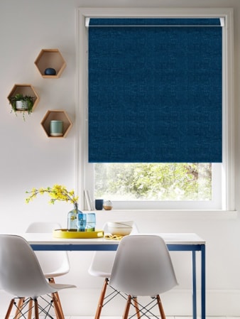 Linen Navy Blue Blackout Grip Fit Roller Blind