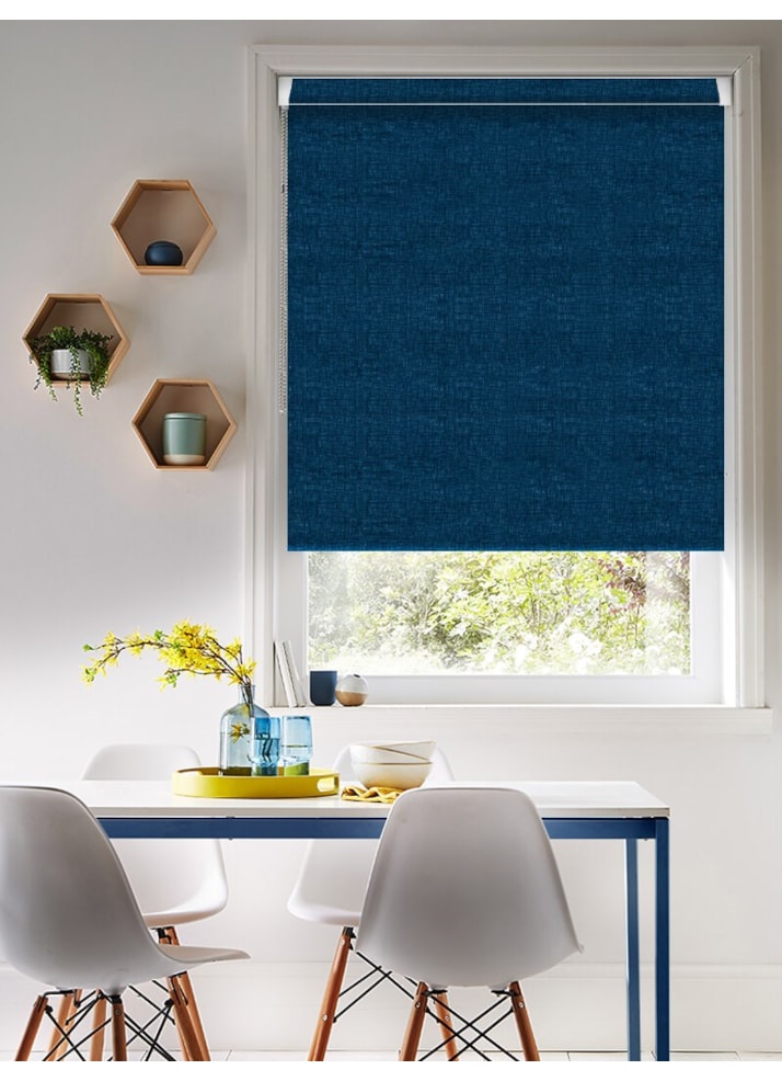 Linen Navy Blue Blackout Grip Fit Roller Blind