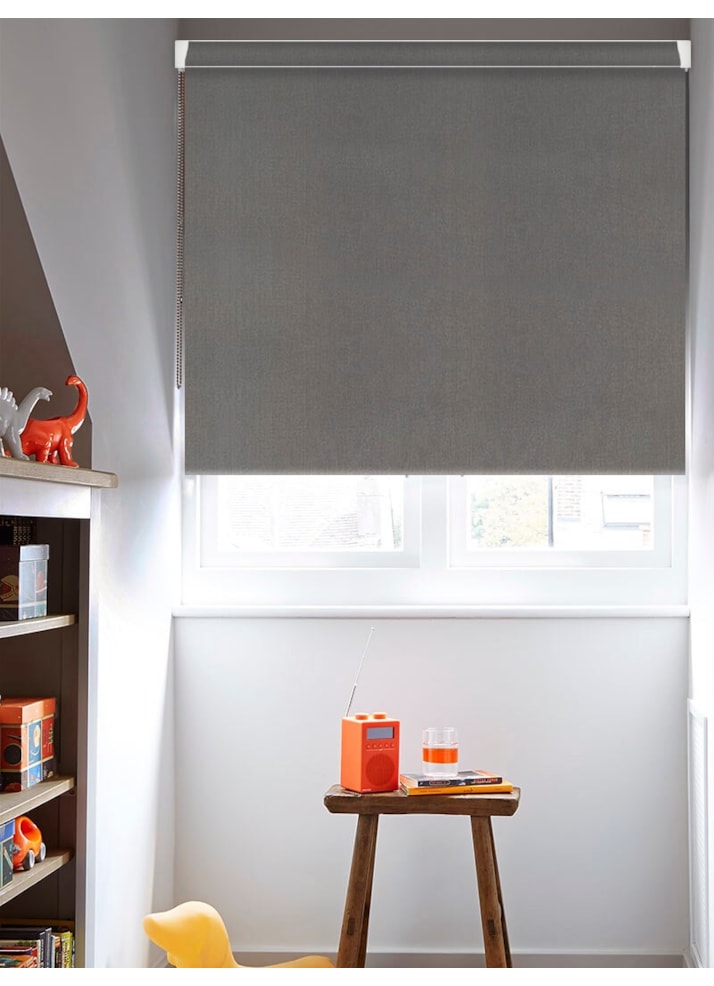 Windsor Dark Grey Blackout Grip Fit Roller Blind