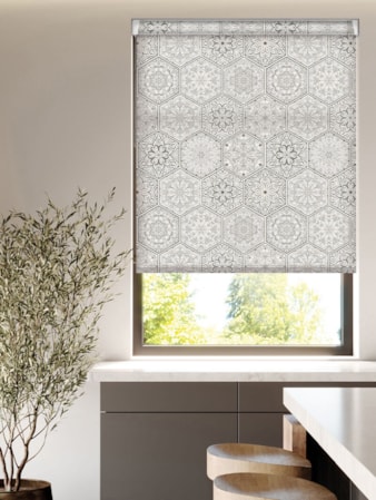 Moroccan Tile Grey Grip Fit Roller Blind