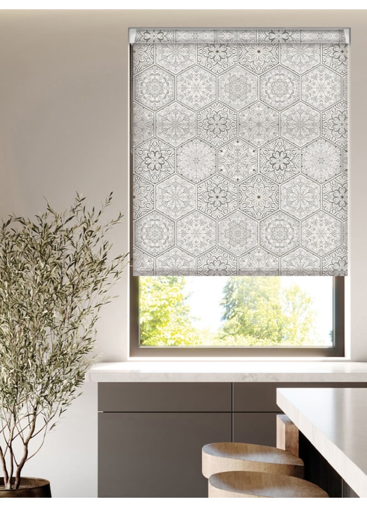 Moroccan Tile Grey Grip Fit Roller Blind