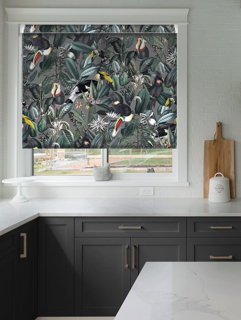 NeoTropical Slate Jungle Grip Fit Roller Blind