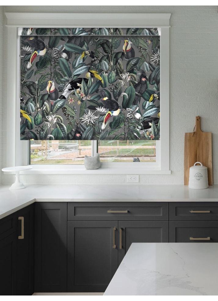 NeoTropical Slate Jungle Grip Fit Roller Blind